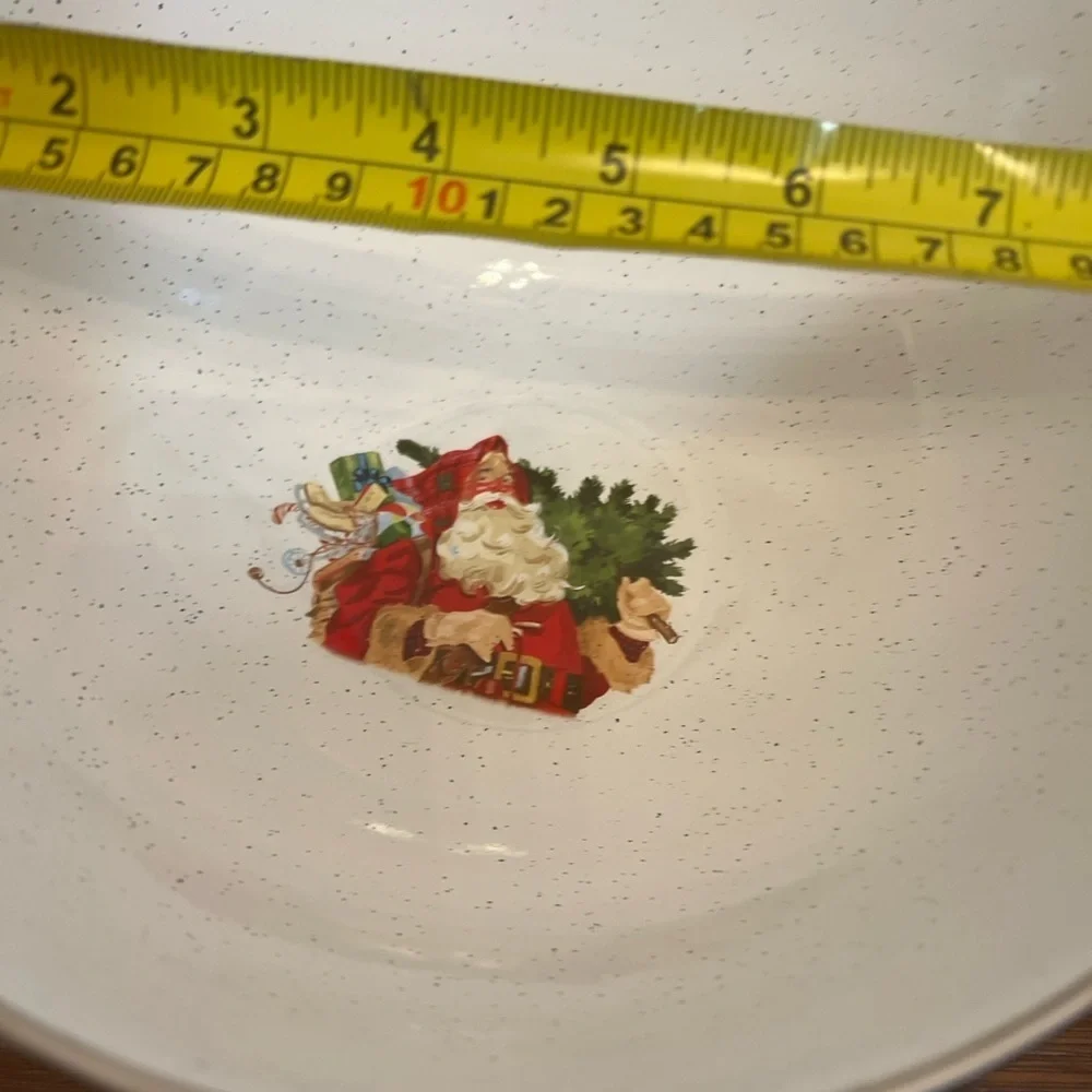 Hallmark Santa Christmas Bowl – Plaid Enamel Holiday Serveware 9”